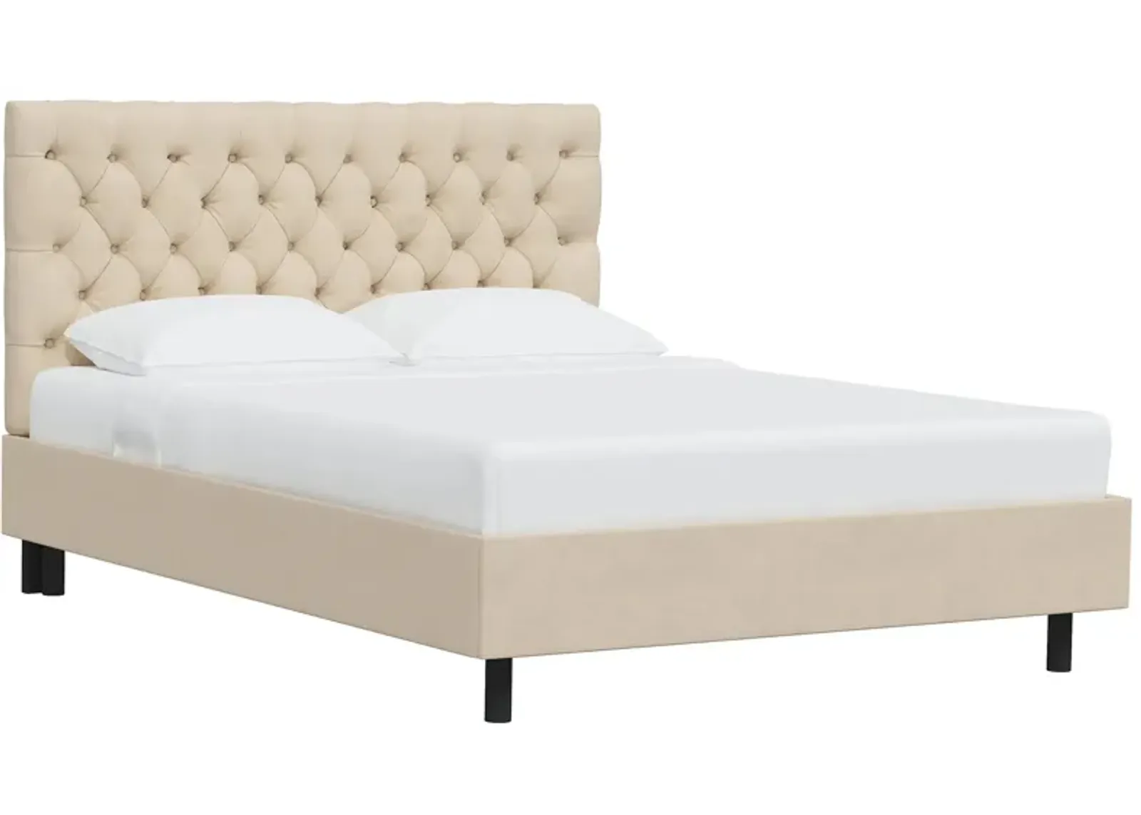 Queensbury Platform Bed in Velvet Buckwheat by Skyline