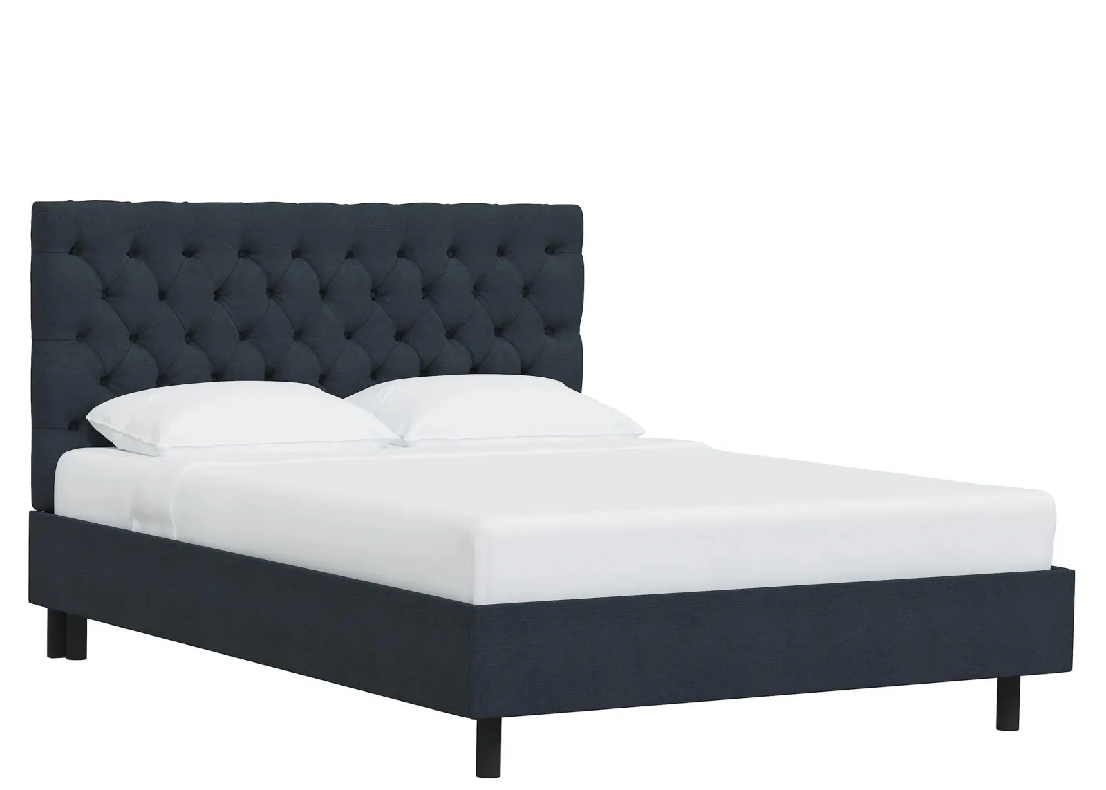 Queensbury Platform Bed in Linen Navy by Skyline