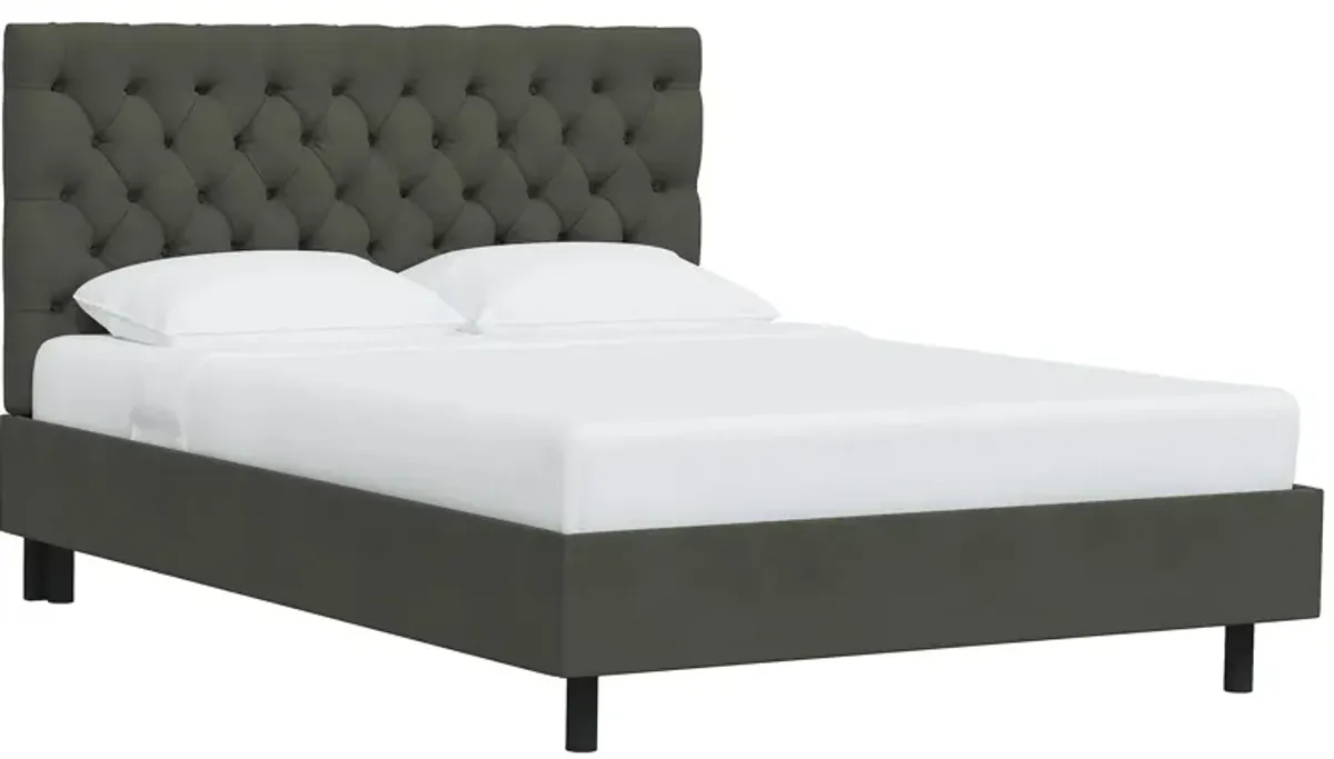 Queensbury Platform Bed in Velvet Pewter by Skyline