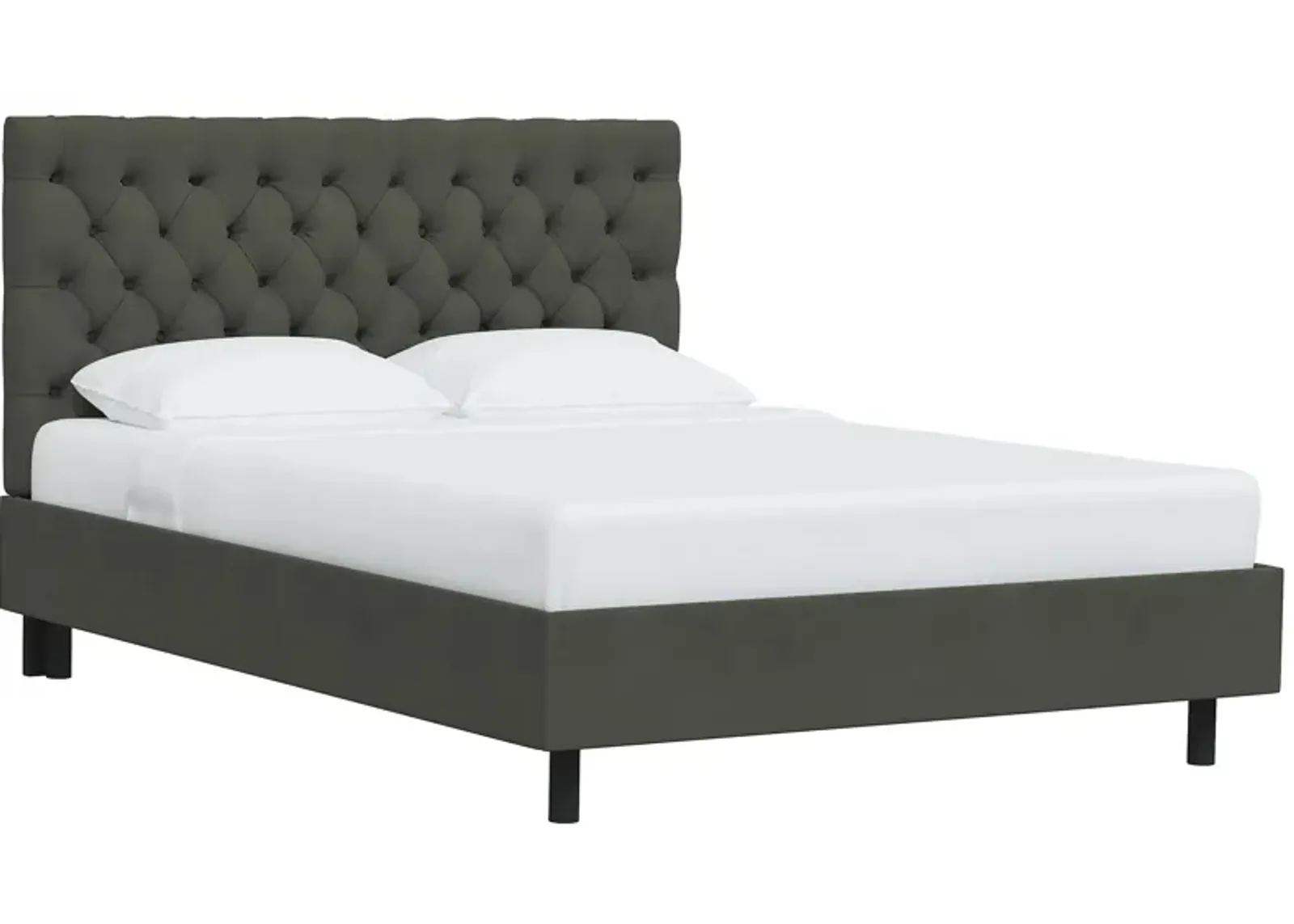 Queensbury Platform Bed in Velvet Pewter by Skyline