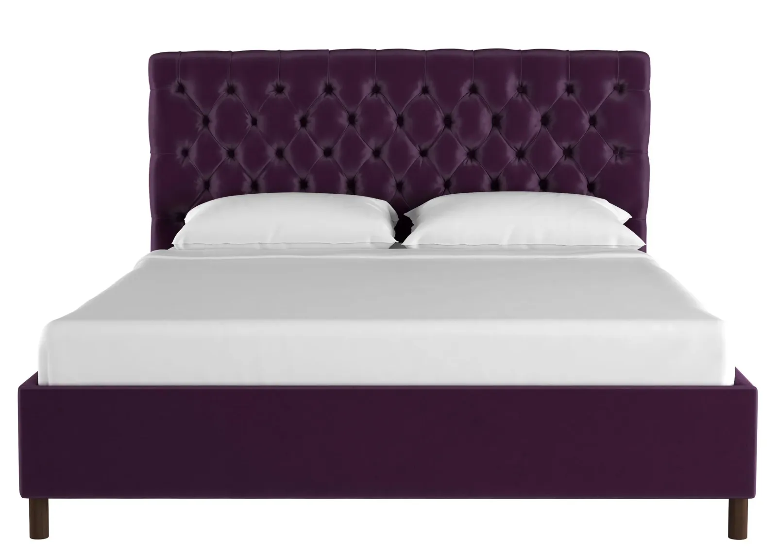 Queensbury Platform Bed in Velvet Aubergine by Skyline