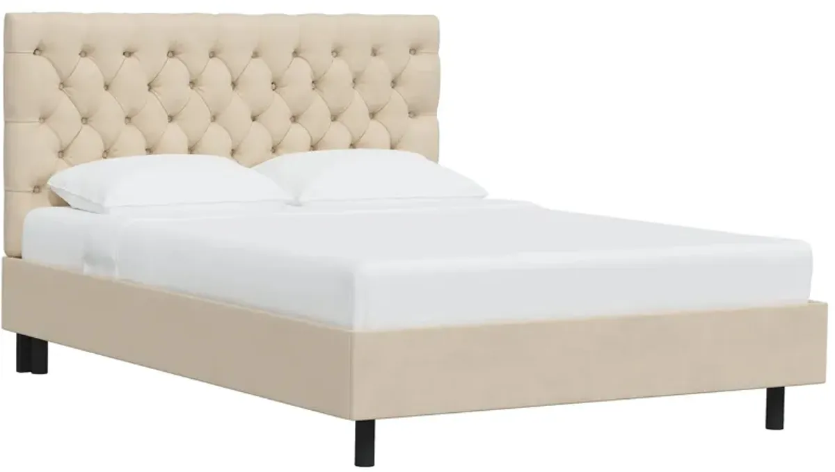 Queensbury Platform Bed in Velvet Buckwheat by Skyline