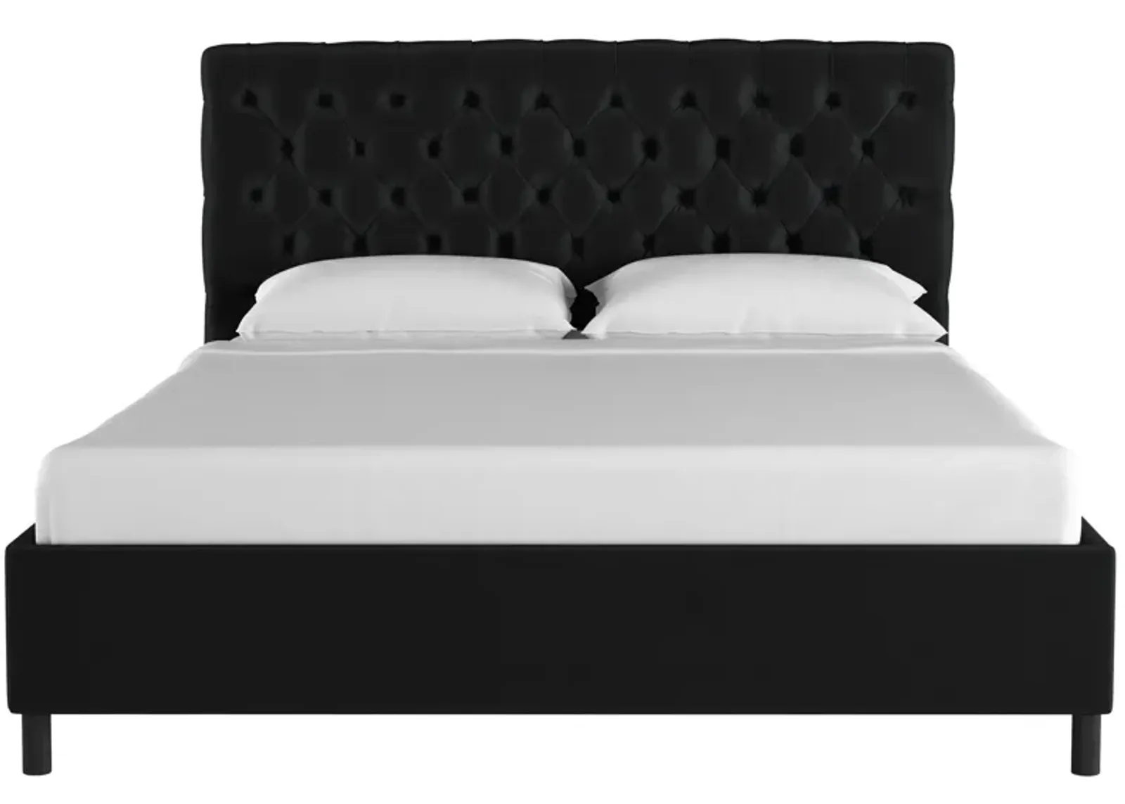 Queensbury Platform Bed in Velvet Black by Skyline