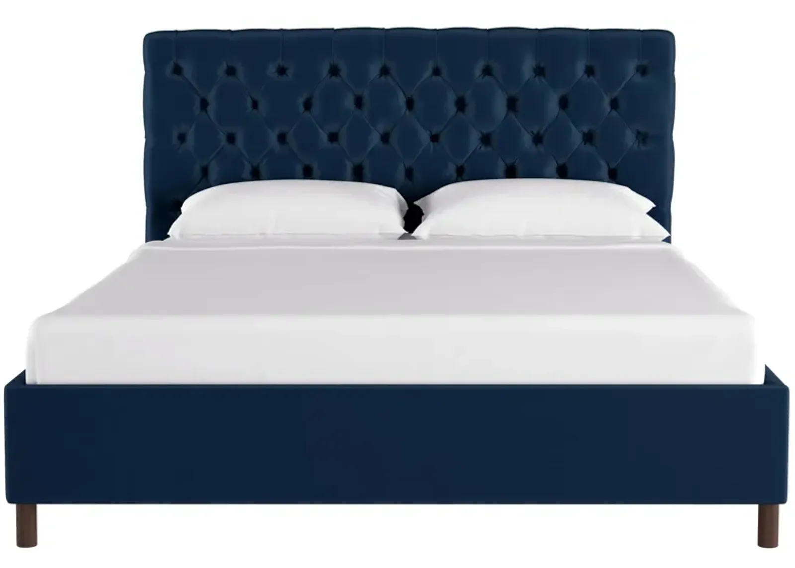 Queensbury Platform Bed in Velvet Navy by Skyline