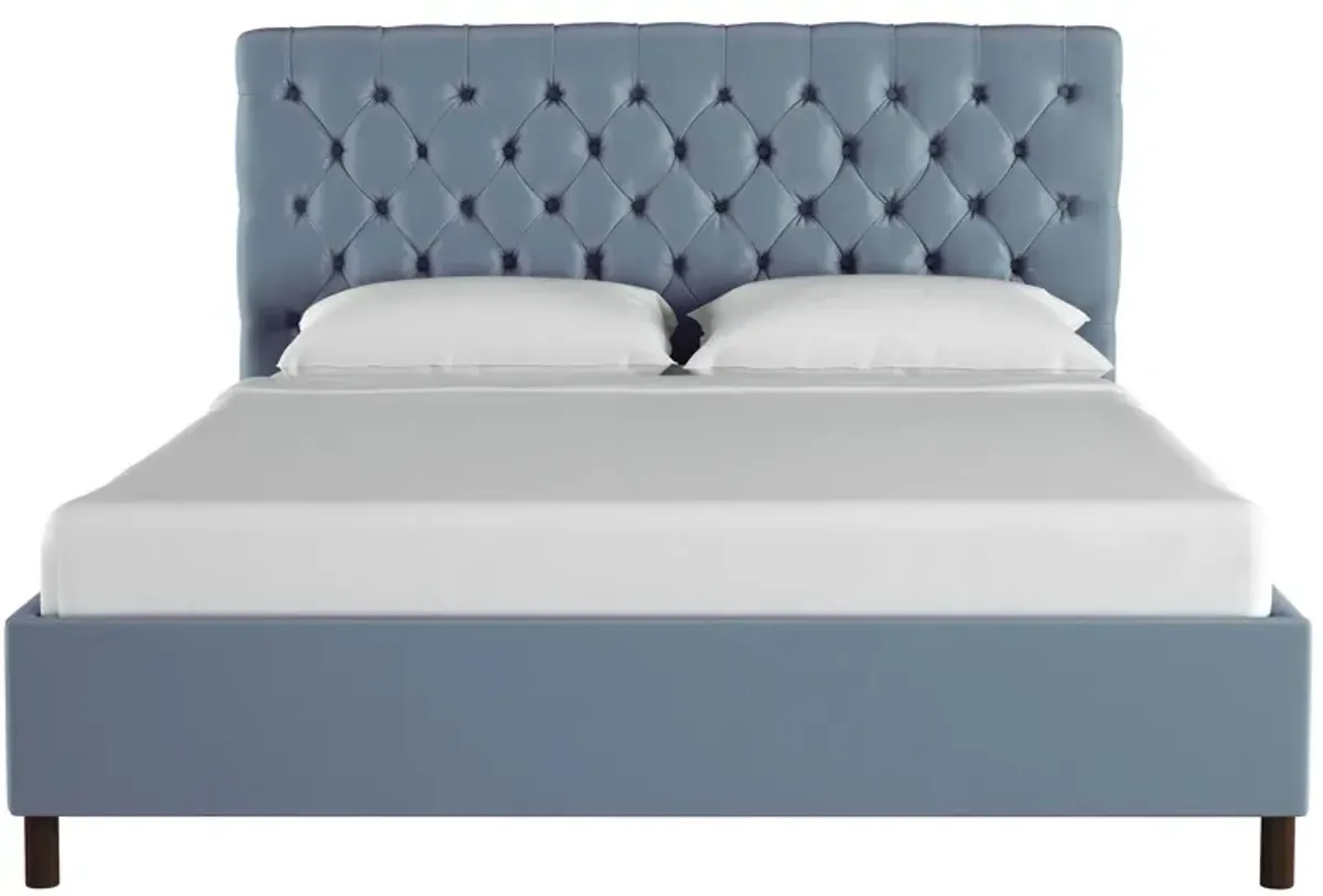 Queensbury Platform Bed in Velvet Ocean by Skyline