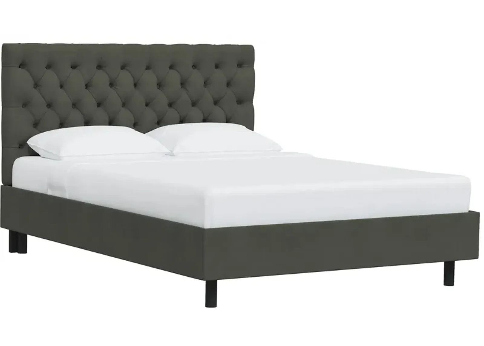 Queensbury Platform Bed in Velvet Pewter by Skyline