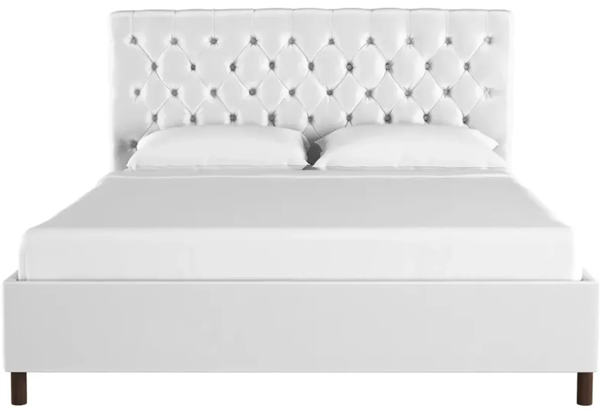 Queensbury Platform Bed in Velvet White by Skyline