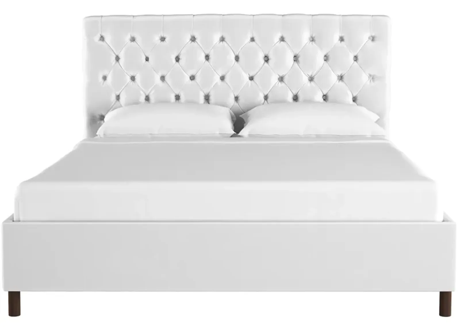 Queensbury Platform Bed in Velvet White by Skyline