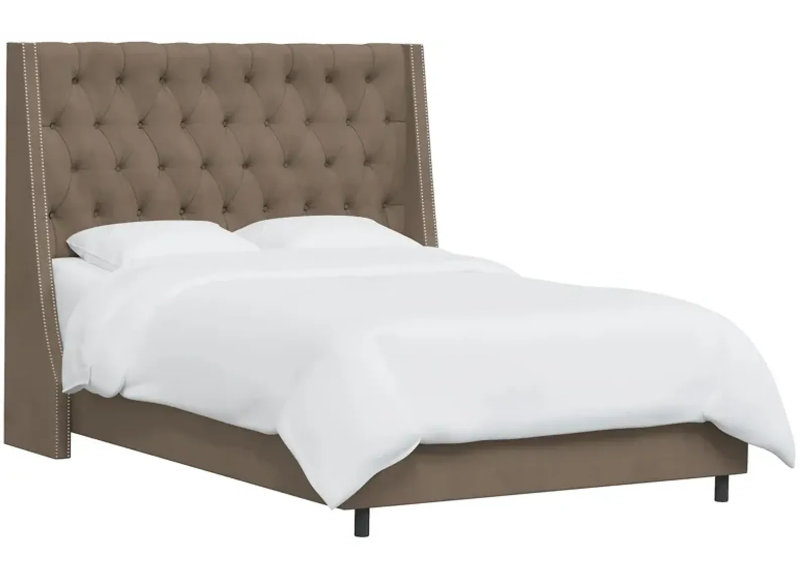 Sheridan Wingback Bed in Velvet Cocoa by Skyline