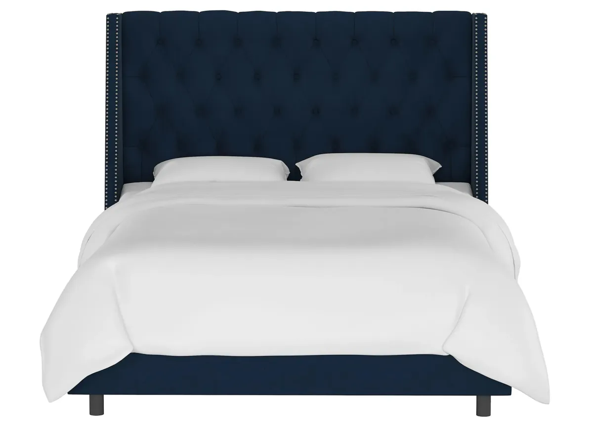 Sheridan Wingback Bed in Velvet Ink by Skyline