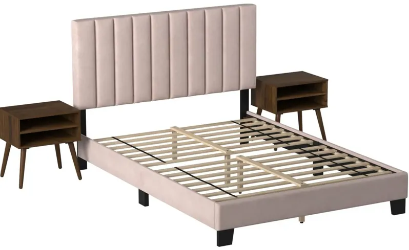 Colbie 3-pc. Upholstered Platform Bedroom Set in Blush by Elements International Group