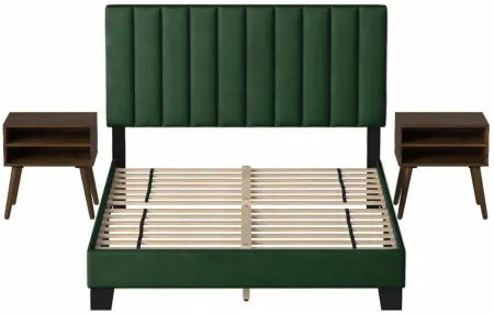 Colbie 3-pc. Upholstered Platform Bedroom Set in Emerald by Elements International Group