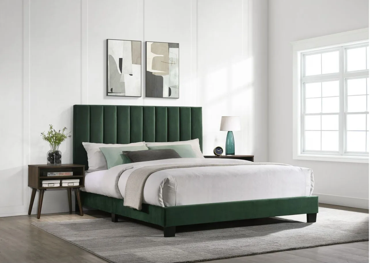 Colbie 3-pc. Upholstered Platform Bedroom Set in Emerald by Elements International Group