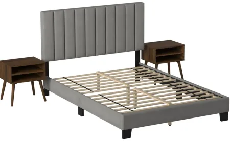 Colbie 3-pc. Upholstered Platform Bedroom Set in Grey by Elements International Group