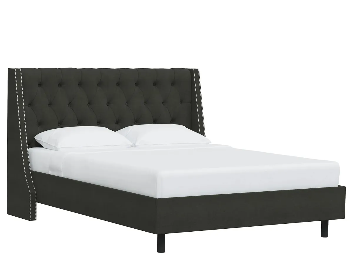 Sheridan Wingback Platform Bed in Linen Slate by Skyline