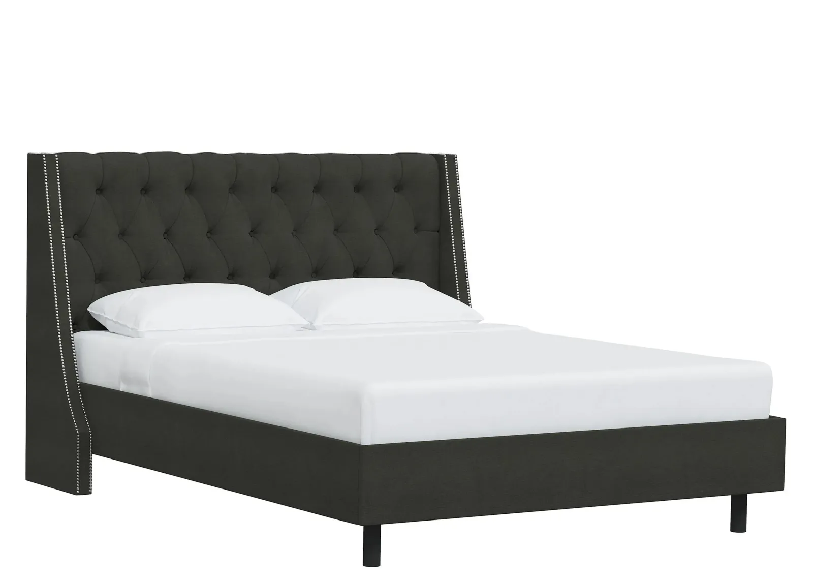 Sheridan Wingback Platform Bed in Linen Slate by Skyline