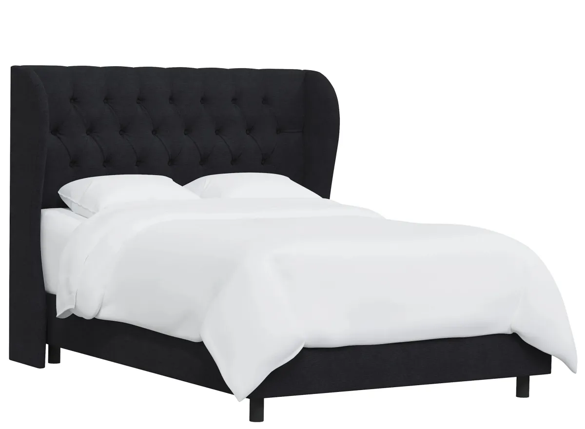 Thayer Wingback Bed in Linen Black by Skyline