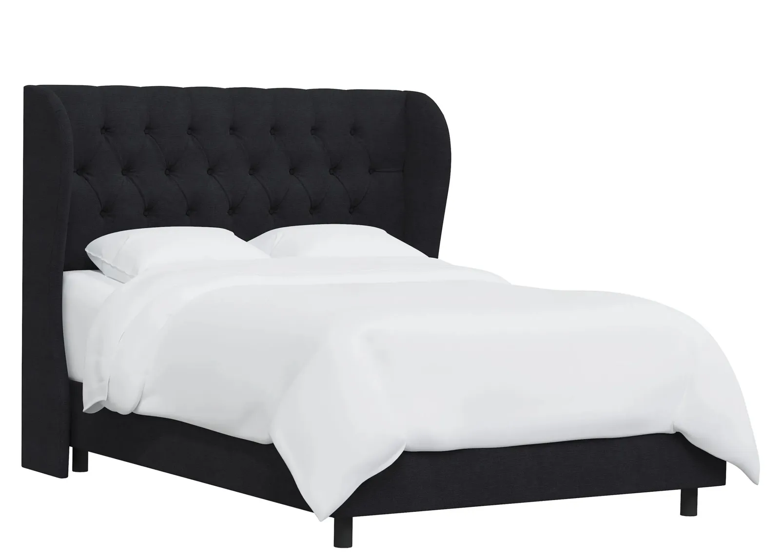 Thayer Wingback Bed in Linen Black by Skyline