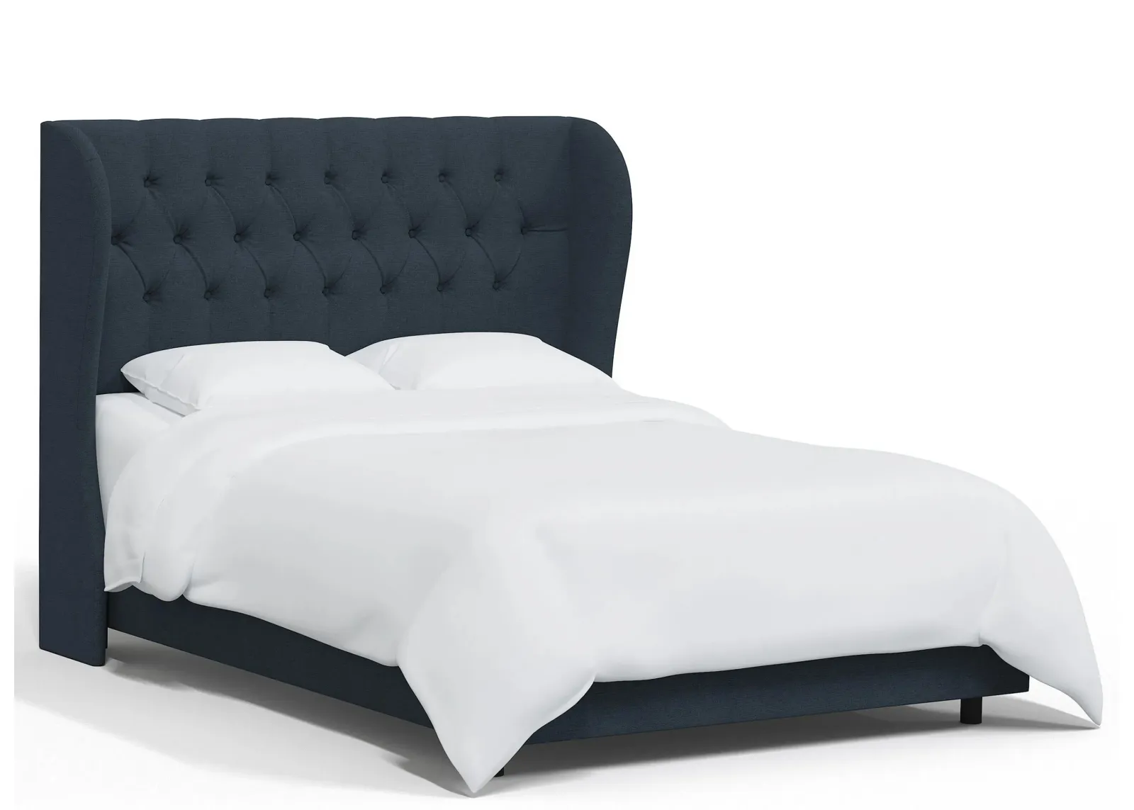 Thayer Wingback Bed in Linen Navy by Skyline