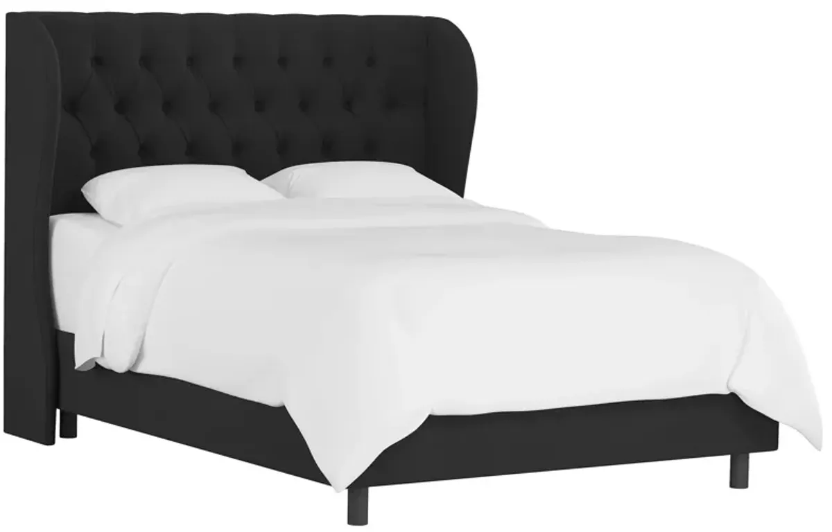 Thayer Wingback Bed in Velvet Black by Skyline