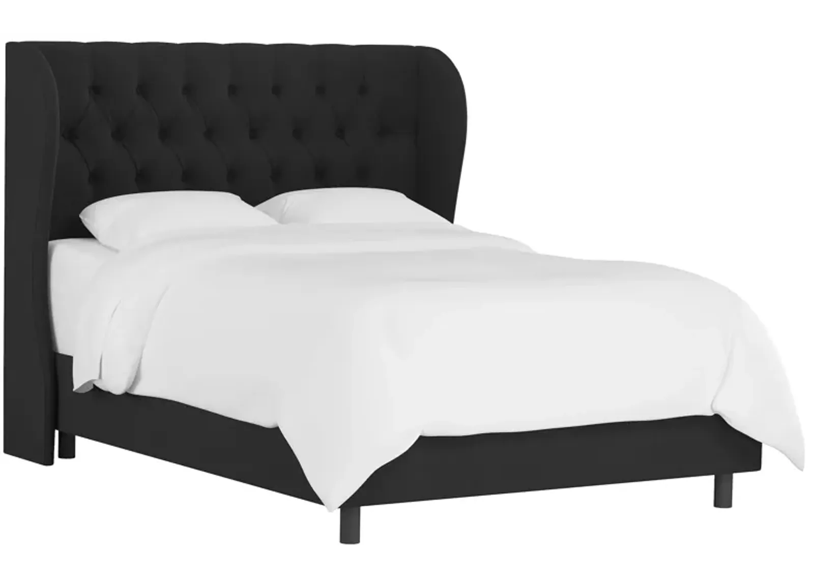 Thayer Wingback Bed in Velvet Black by Skyline