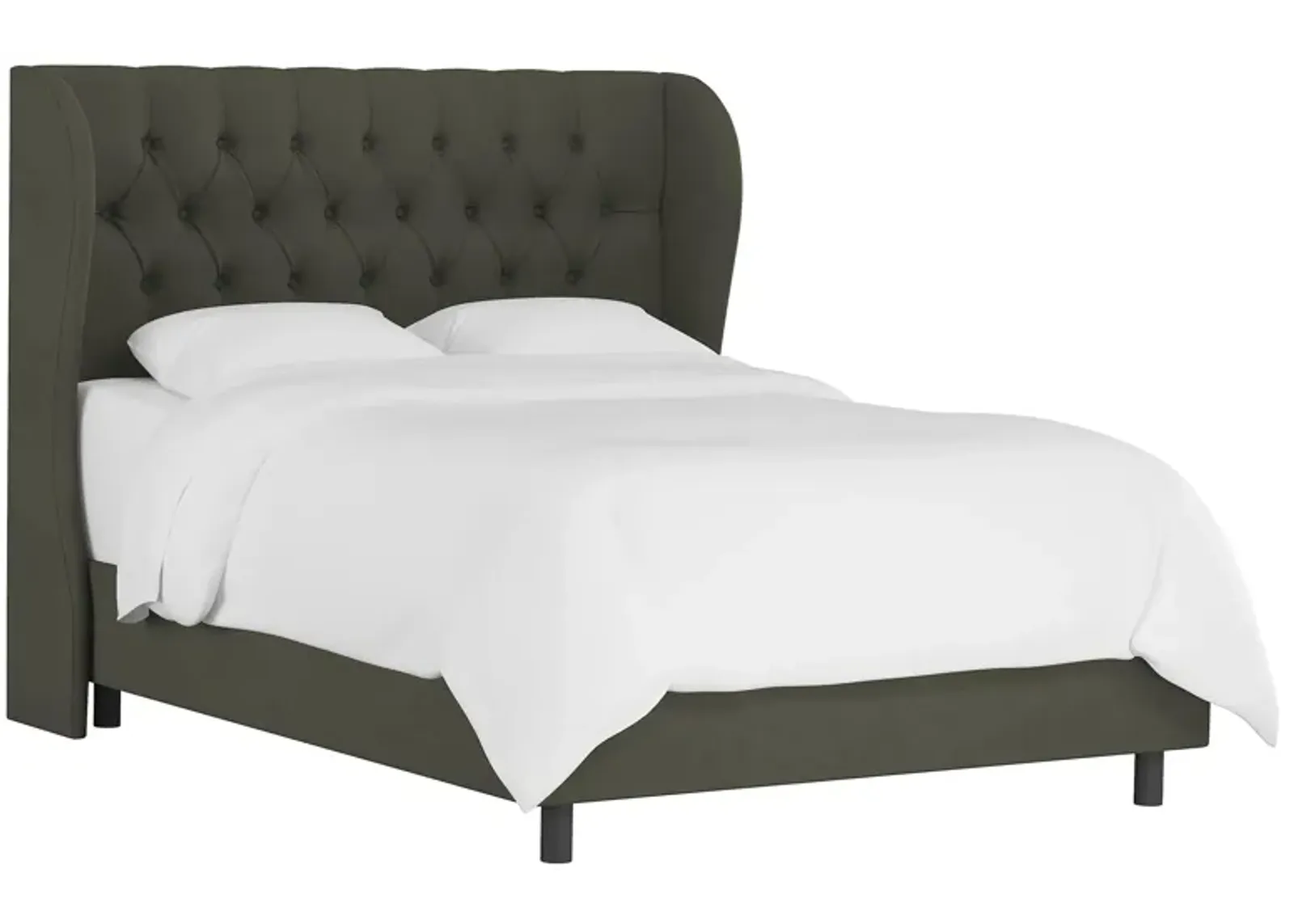 Thayer Wingback Bed in Velvet Pewter by Skyline