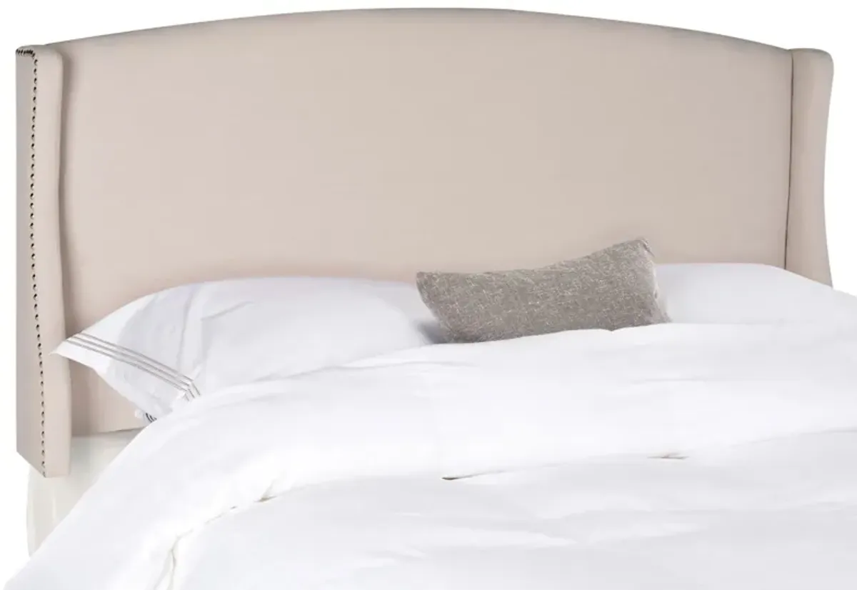 Austin Winged Upholstered Headboard in Taupe by Safavieh