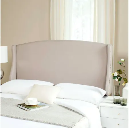 Austin Winged Upholstered Headboard in Taupe by Safavieh
