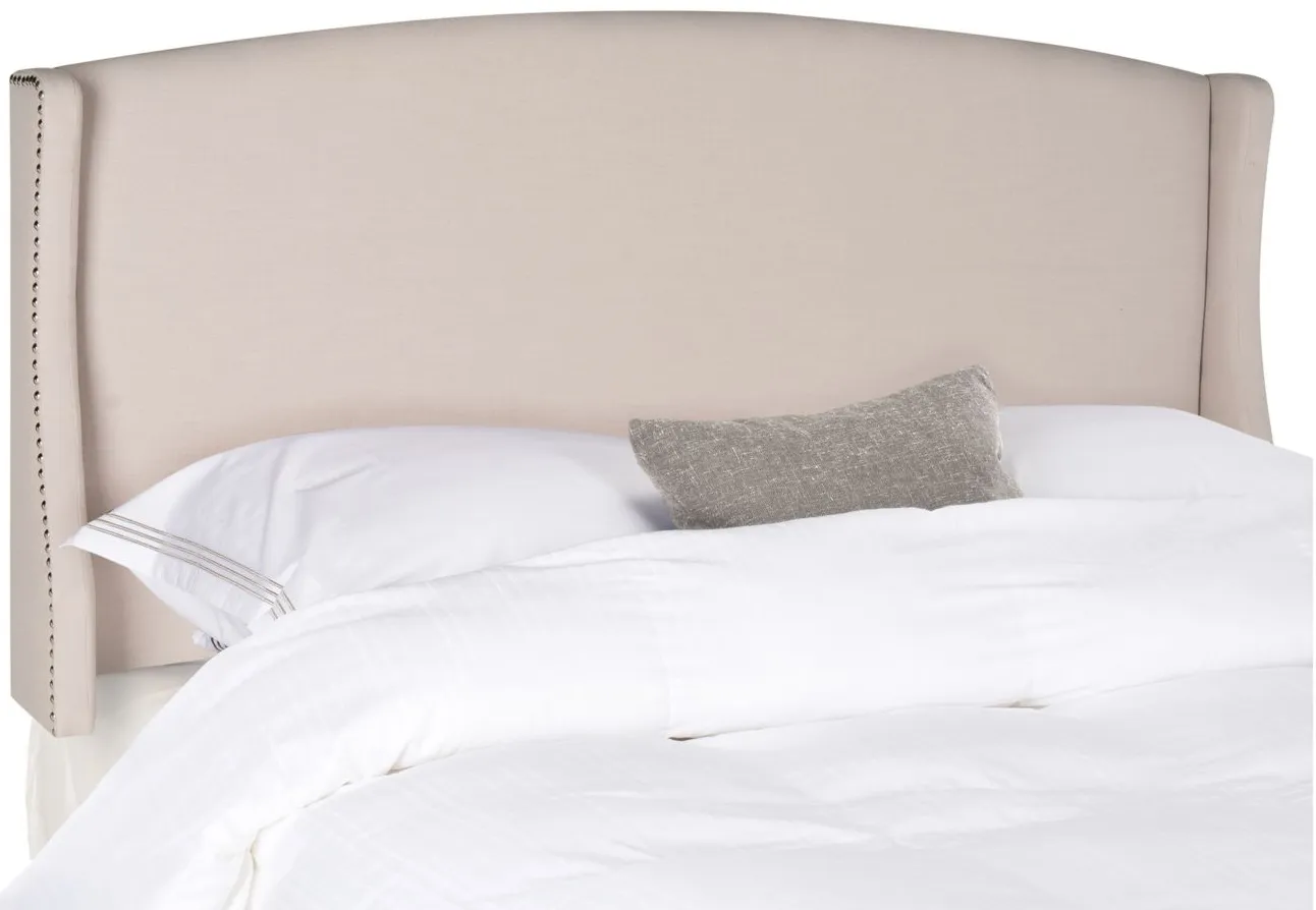 Austin Winged Upholstered Headboard in Taupe by Safavieh
