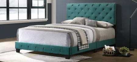 Suffolk Upholstered Panel Bed in Green by Glory Furniture