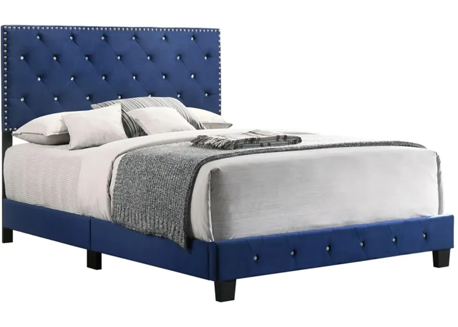 Suffolk Upholstered Panel Bed in Navy Blue by Glory Furniture