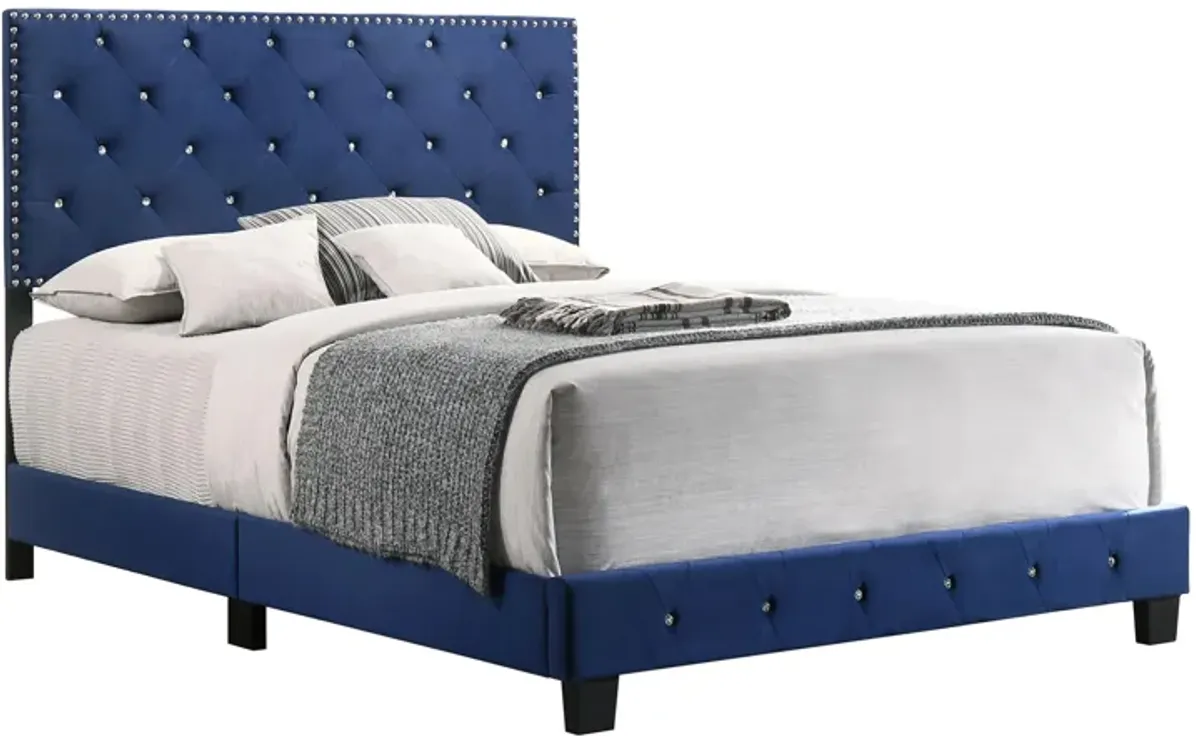 Suffolk Upholstered Panel Bed in Navy Blue by Glory Furniture