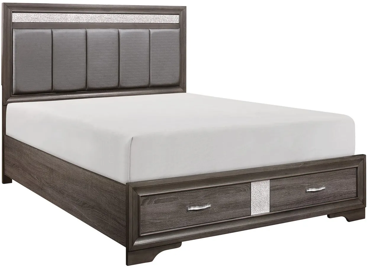 Griggs Upholstered Storage Bed in Two-Tone Finish (Gray and Silver Glitter) by Homelegance