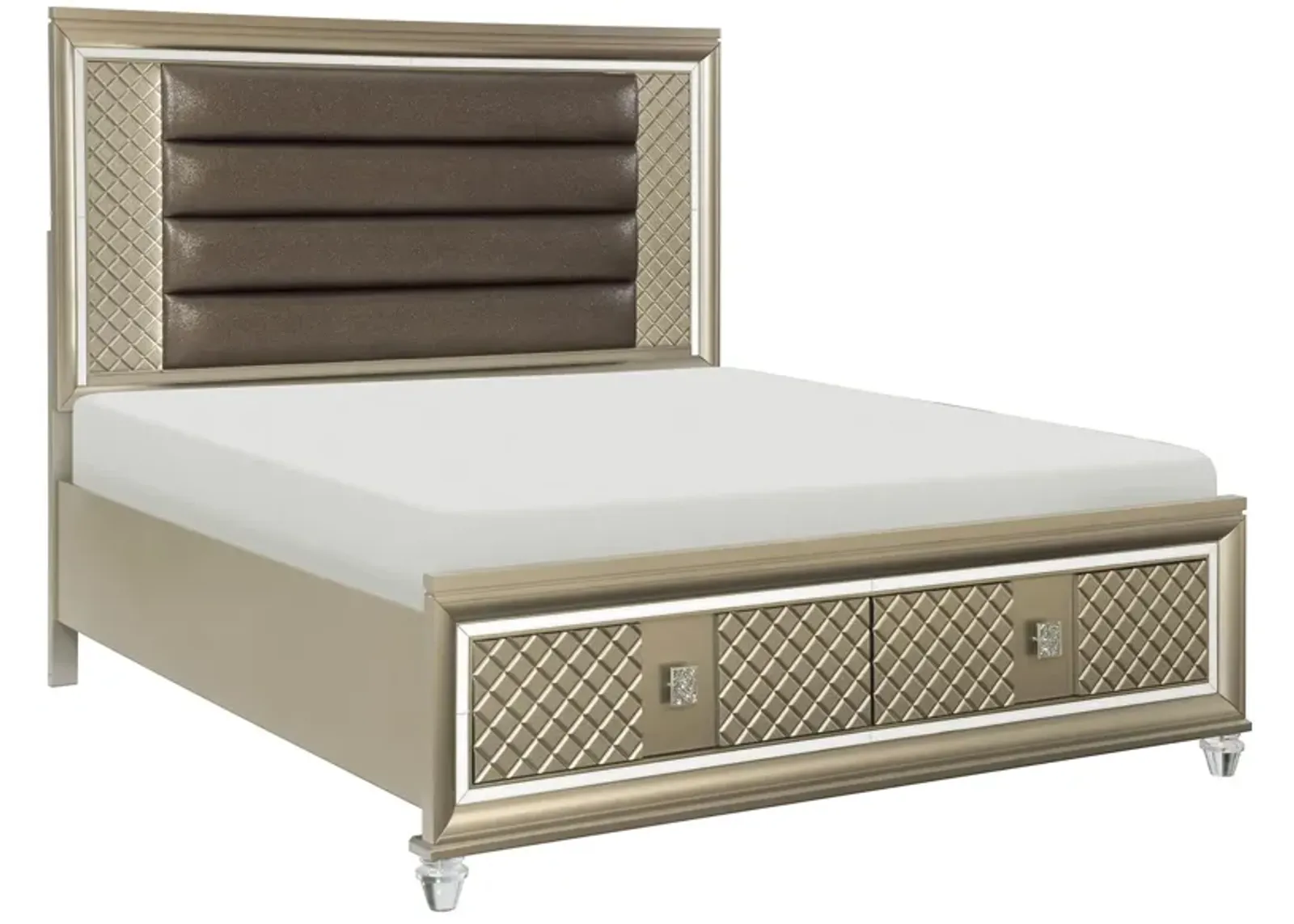 Basseri Platform Storage Bed W/ Led Lighting in Champagne Metallic by Homelegance