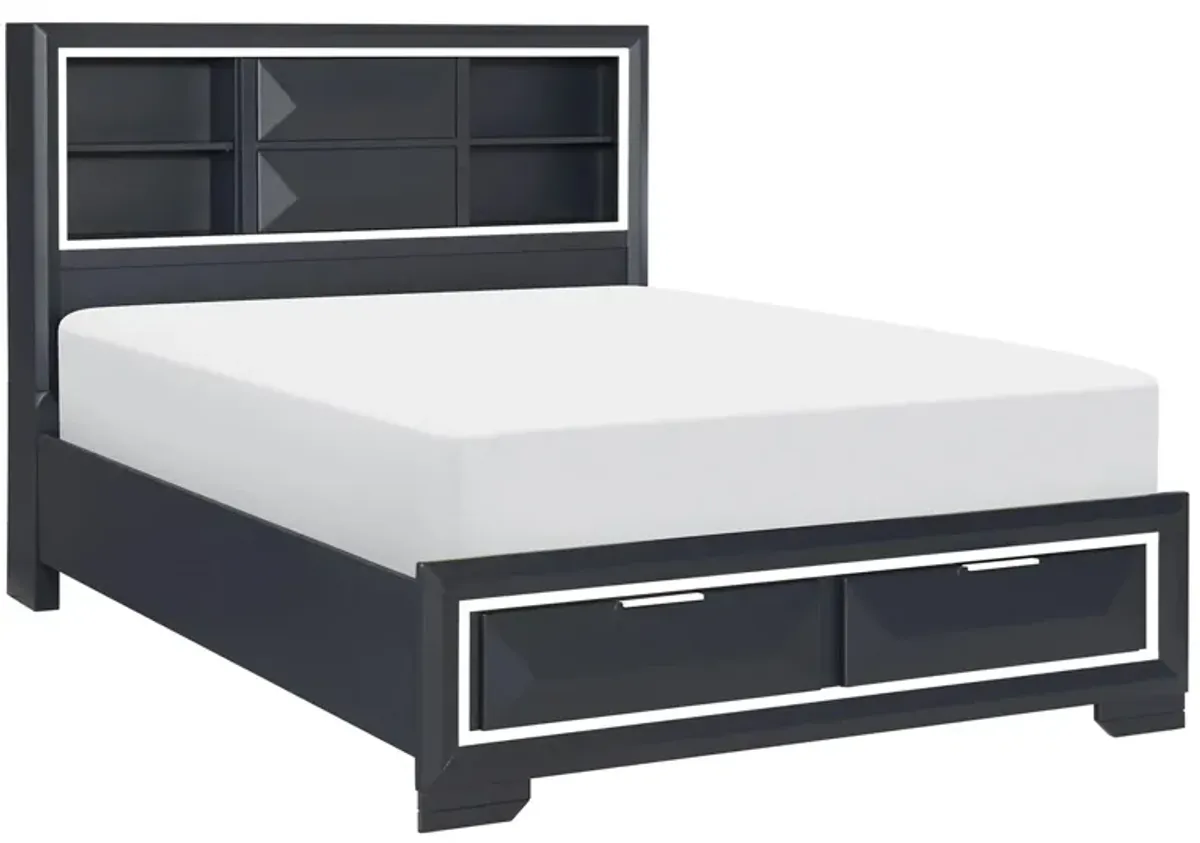 Jocelyn Platform Storage Bed in Midnight Blue by Homelegance