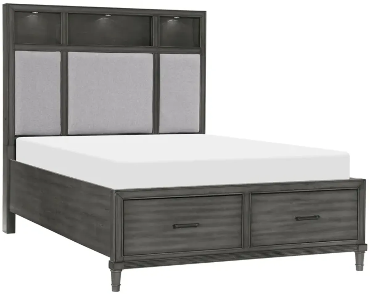 Lana Upholstered Platform Bed in Gray by Homelegance