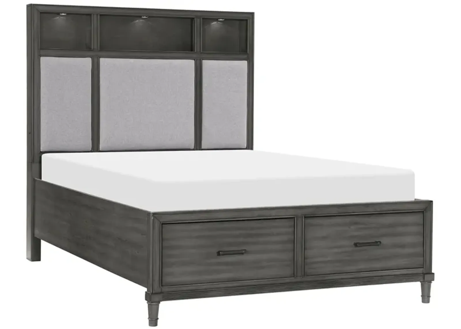 Lana Upholstered Platform Bed in Gray by Homelegance