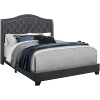 Chauncy Upholstered Bed in Dark Grey by Monarch Specialties