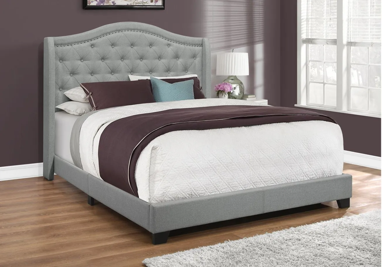 Chauncy Upholstered Bed in Grey by Monarch Specialties