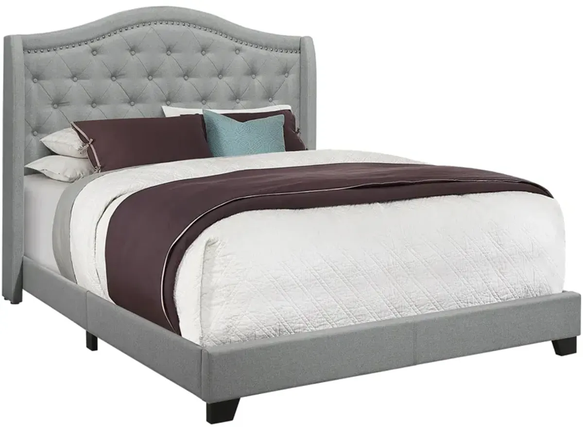 Chauncy Upholstered Bed in Grey by Monarch Specialties