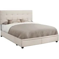 Clint Upholstered Platform Storage Bed in Beige by Monarch Specialties