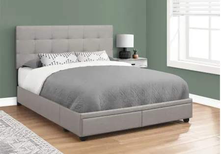 Clint Upholstered Platform Storage Bed in Grey by Monarch Specialties