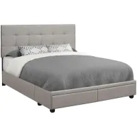 Clint Upholstered Platform Storage Bed in Grey by Monarch Specialties