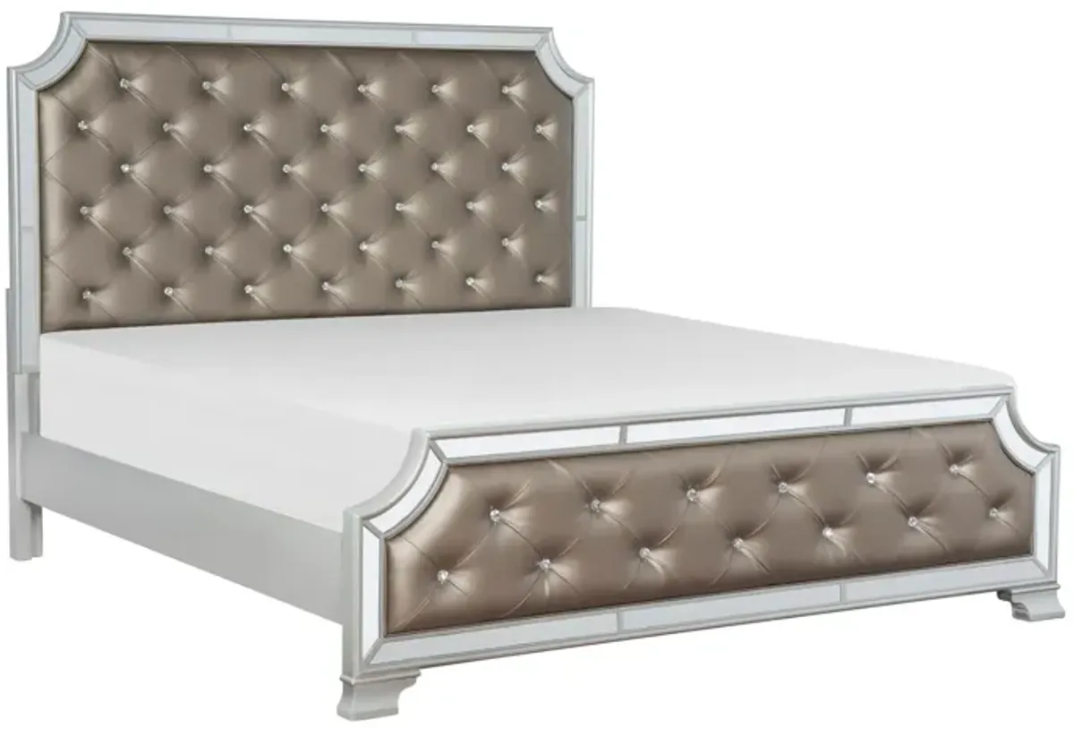 Beaver Creek Upholstered Bed in Silver by Homelegance