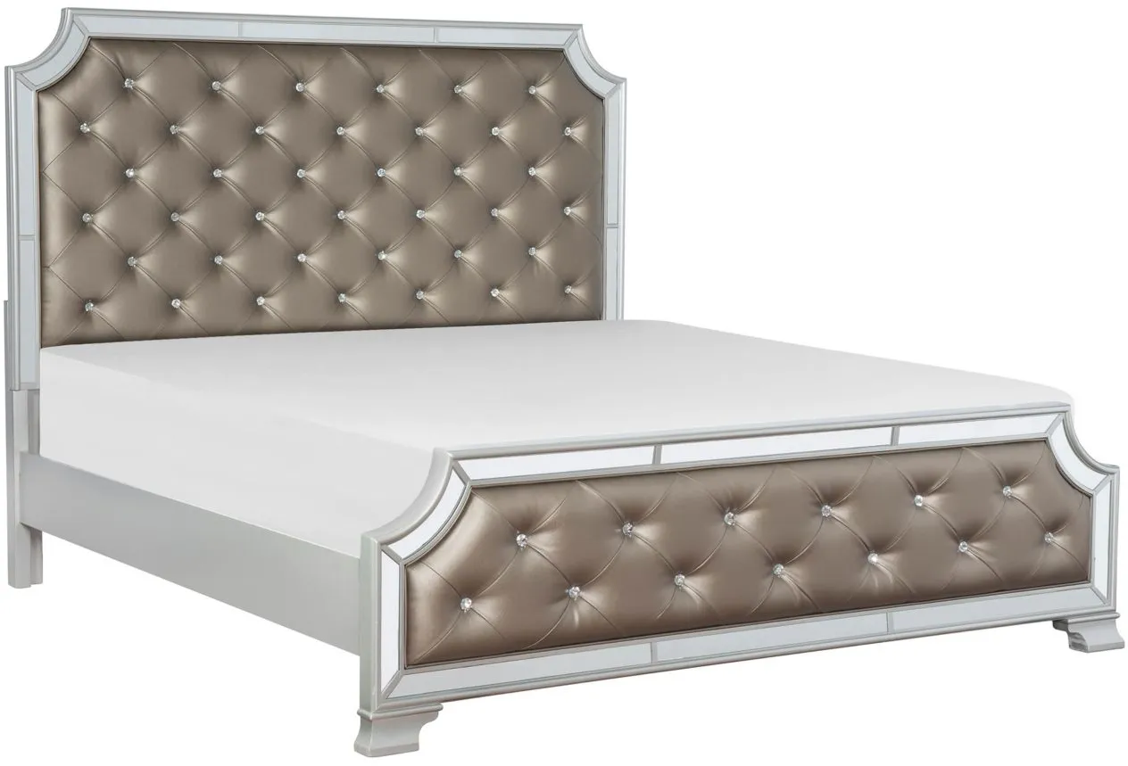 Beaver Creek Upholstered Bed in Silver by Homelegance
