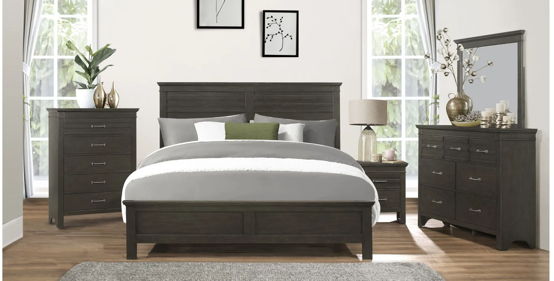 Eastlea Panel Bed in Charcoal Gray by Bellanest