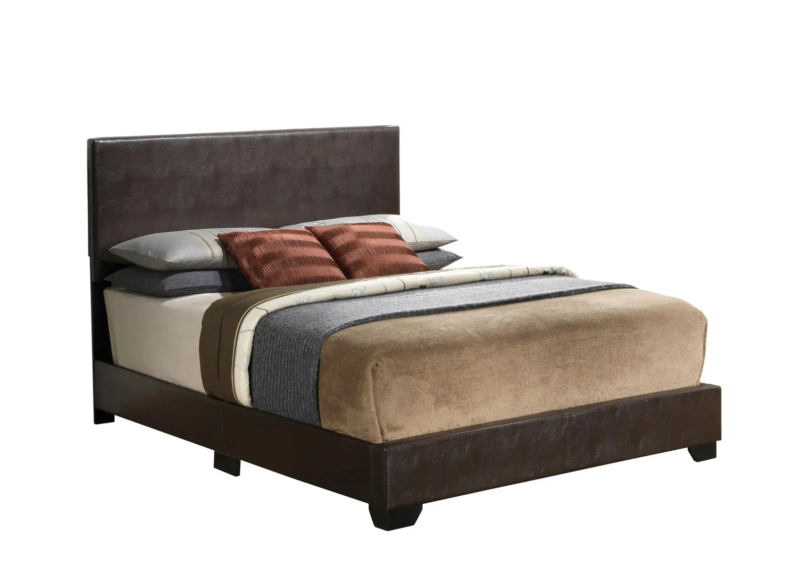 Aaron Upholstered Panel Bed in Cappuccino by Glory Furniture