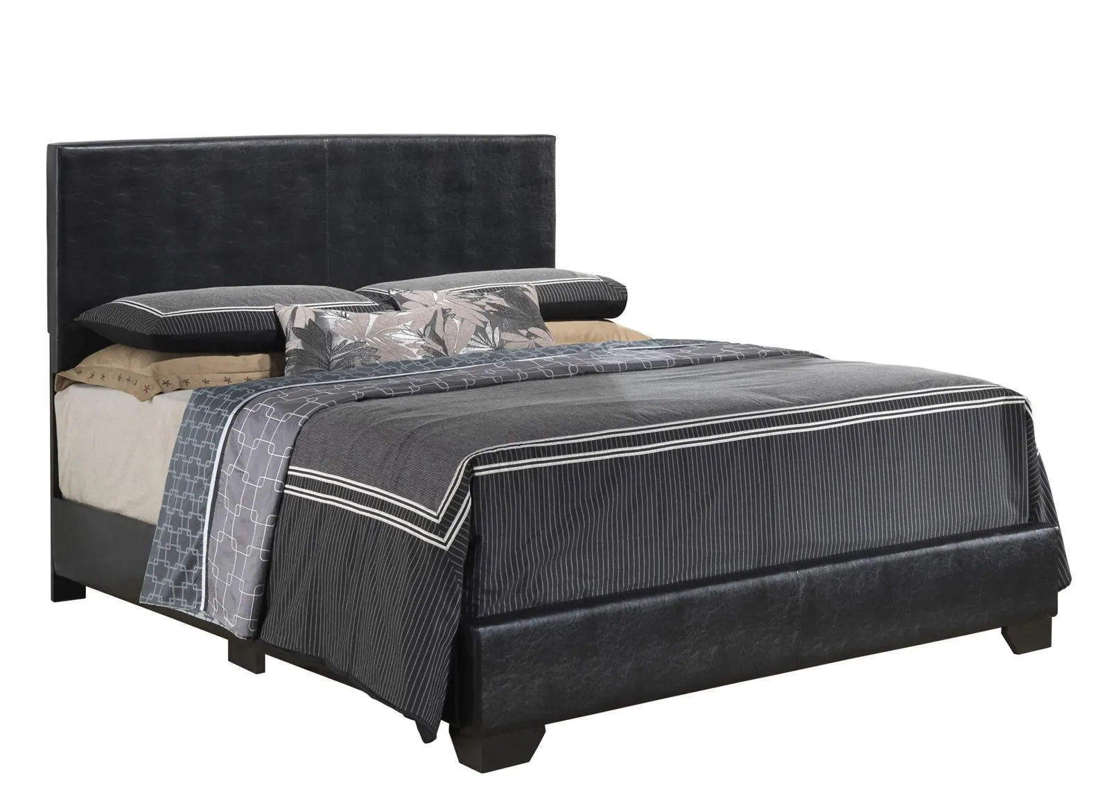 Aaron Upholstered Panel Bed in Black by Glory Furniture