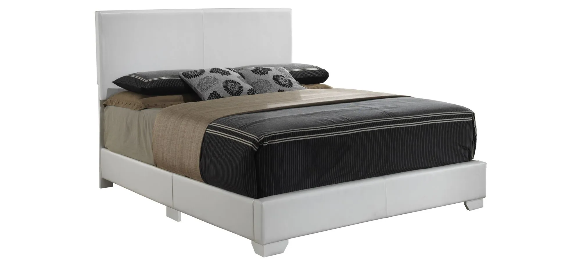 Aaron Upholstered Panel Bed in White by Glory Furniture
