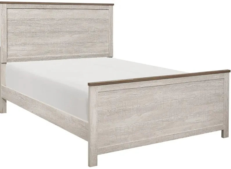 McKewen Panel bed in 2 Tone Finish (Antique White And Brown) by Homelegance